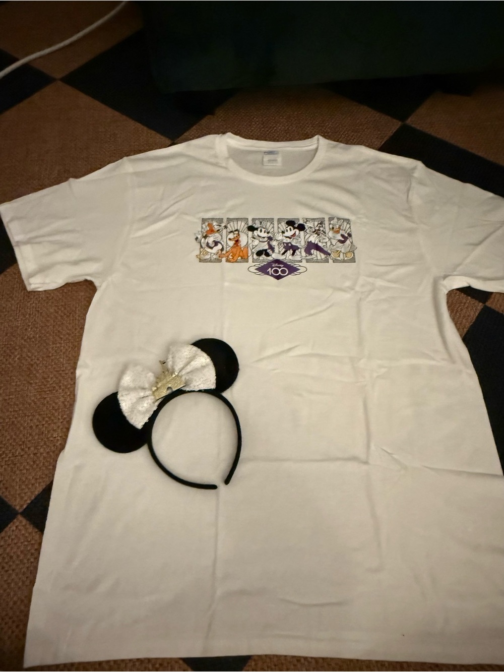 White Disney 100 Anniversary Graphic T-shirt with Ears